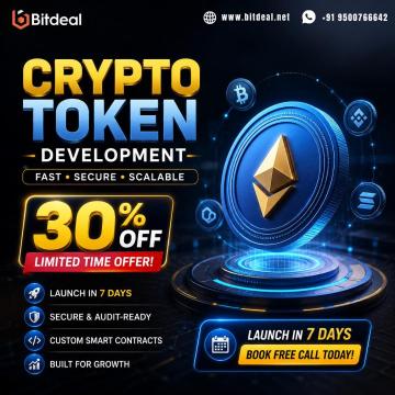 Crypto Token Development – 30% Off | Launch in 7 Days | Book Free Call Today