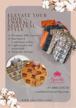 spiritual printed cotton kurta for men