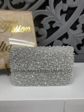 Silver Crystal Clutch Bag
