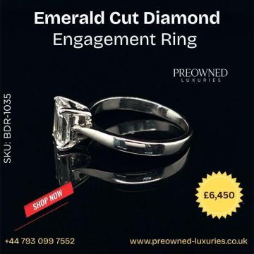 Buy Elegant Emerald Cut Diamond Ring Pre-Owned UK