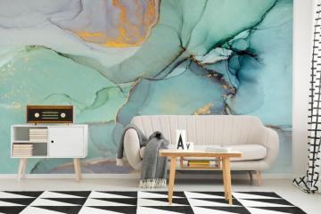 Explore Premium Wall Decor Luxury Collection of Green and Gold Marble Wallpaper at The Inspire Decor