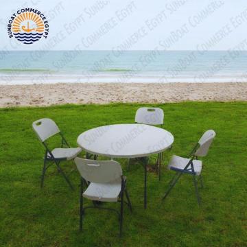 Portable folding indoor-outdoor furniture set with a briefcase table and four chairs
